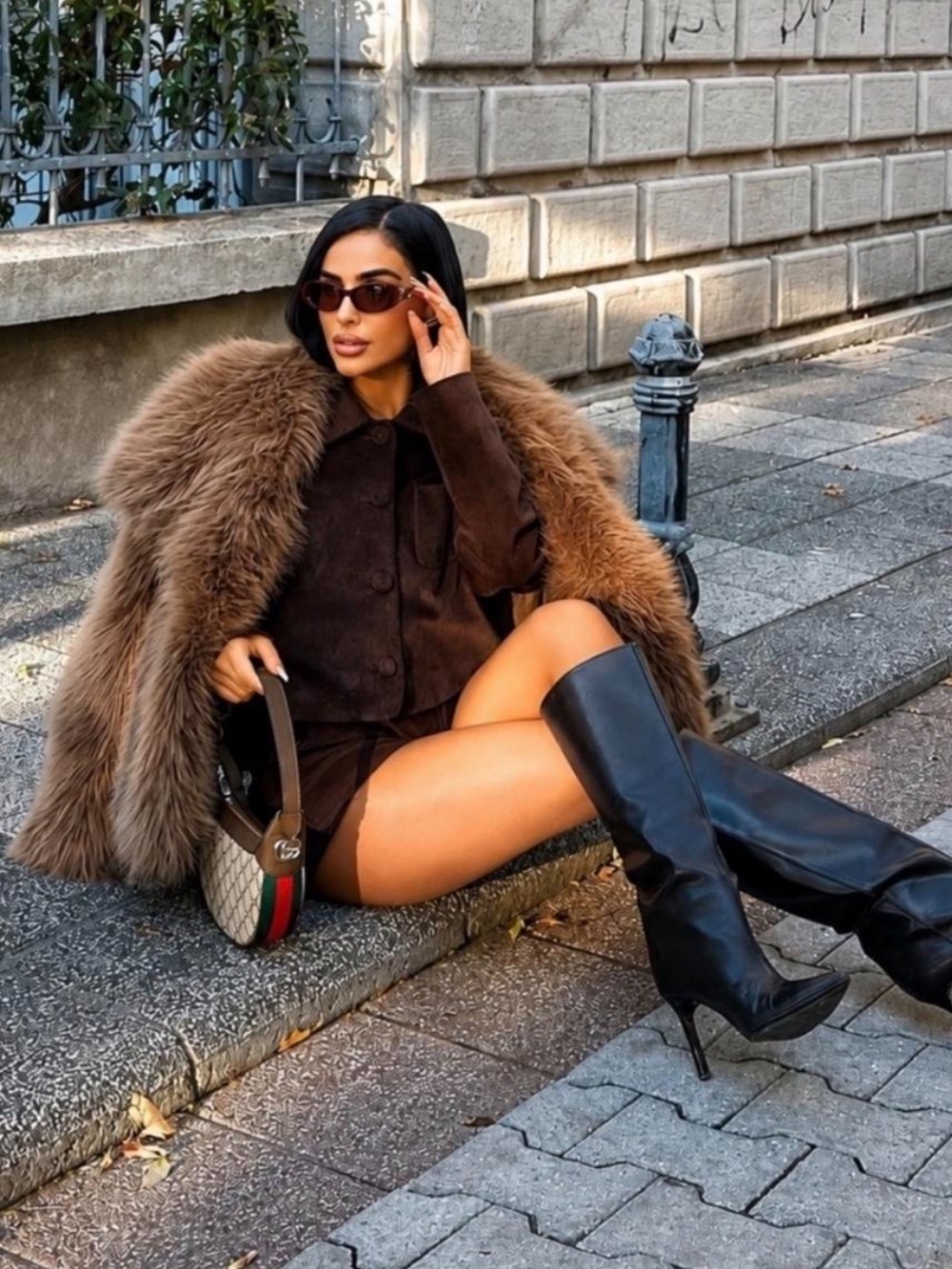 Zara Brown Teddy Faux-Fur Cropped Jacket